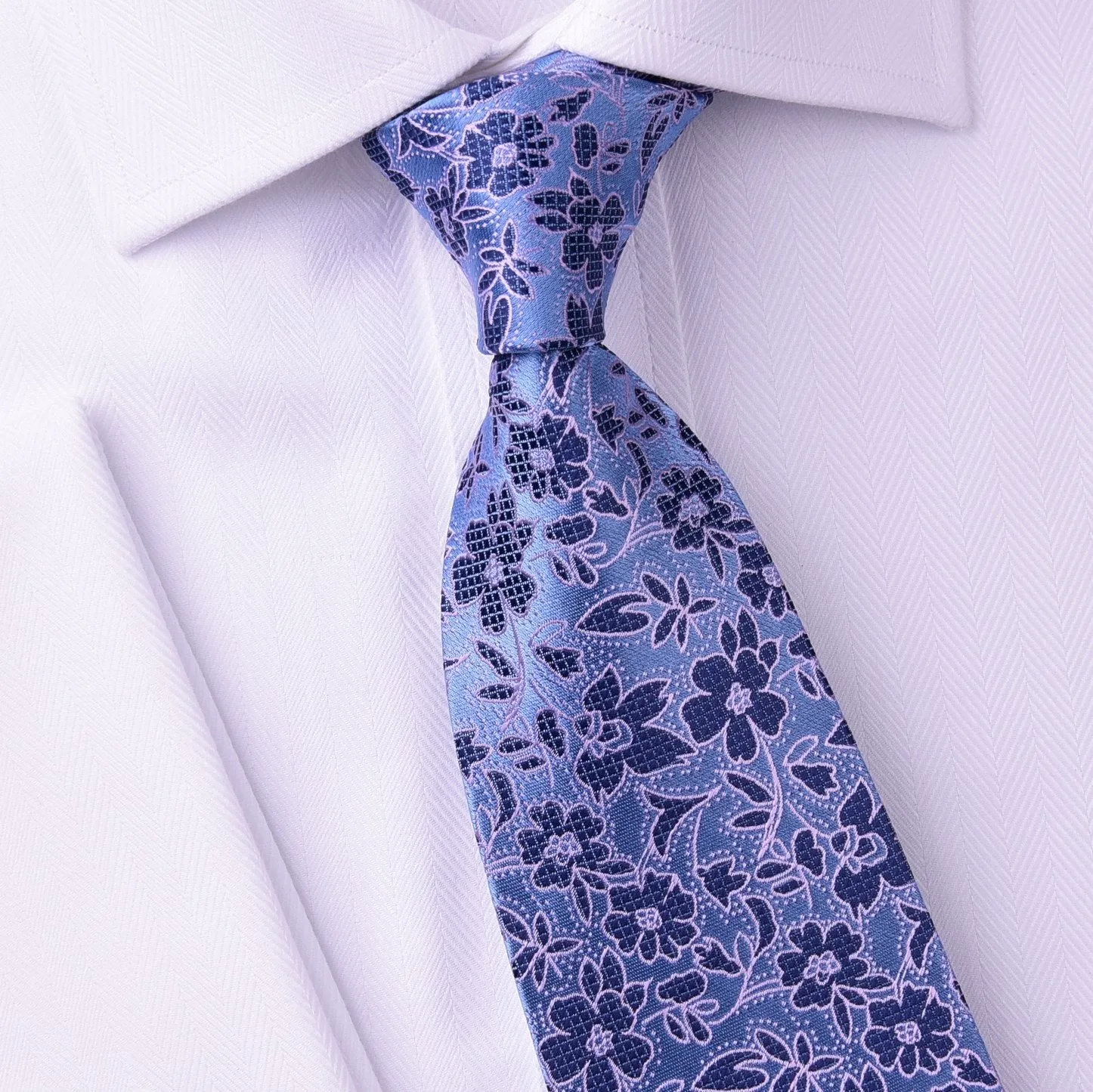 Blue Hawaiian Hibiscus Regular Tie w Ocean Surf Floral Luxury Fashion