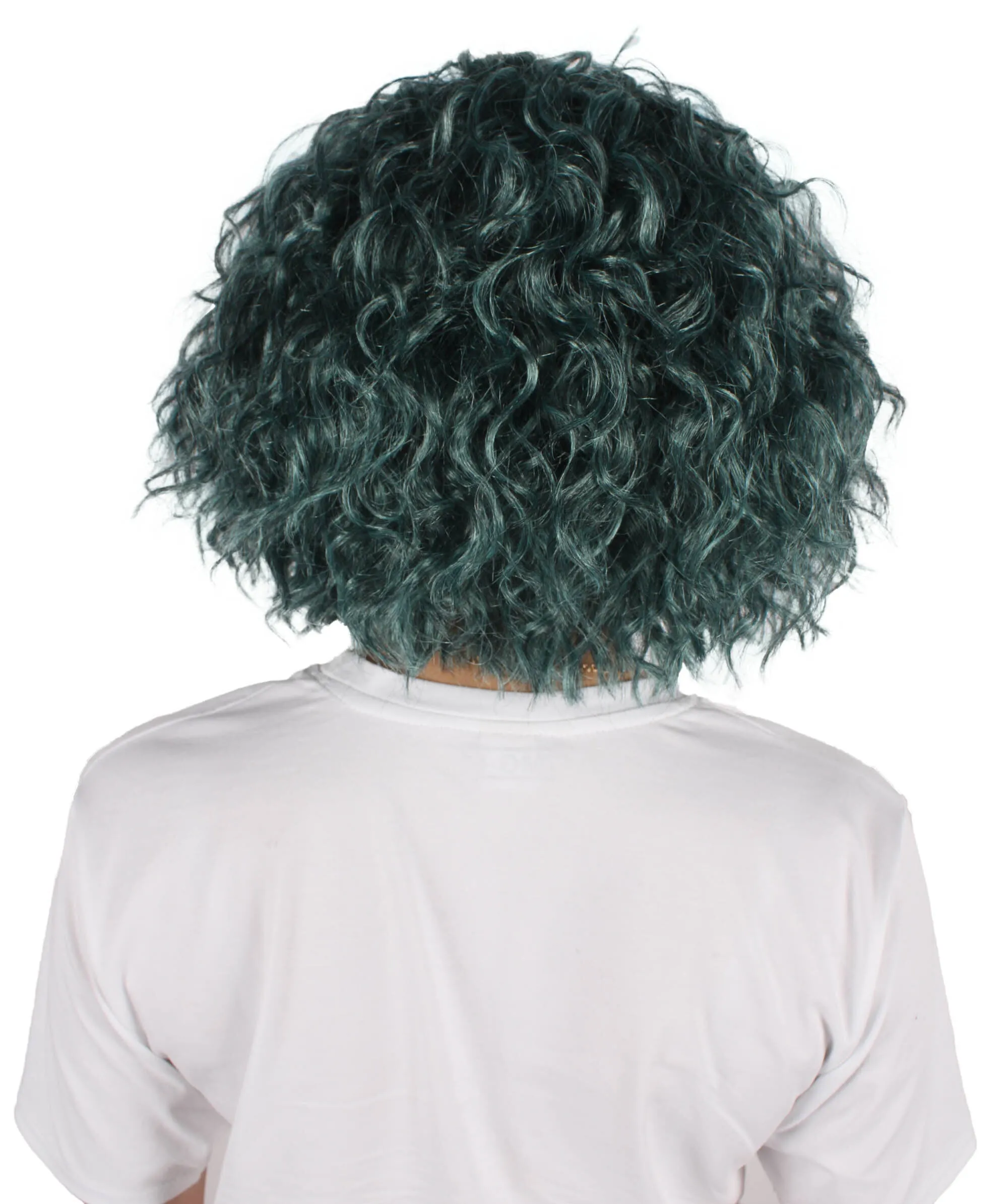 HPO Adult Women's Animated Movie Character Emotion Blue Short Wig | Flame-retardant Synthetic Fiber