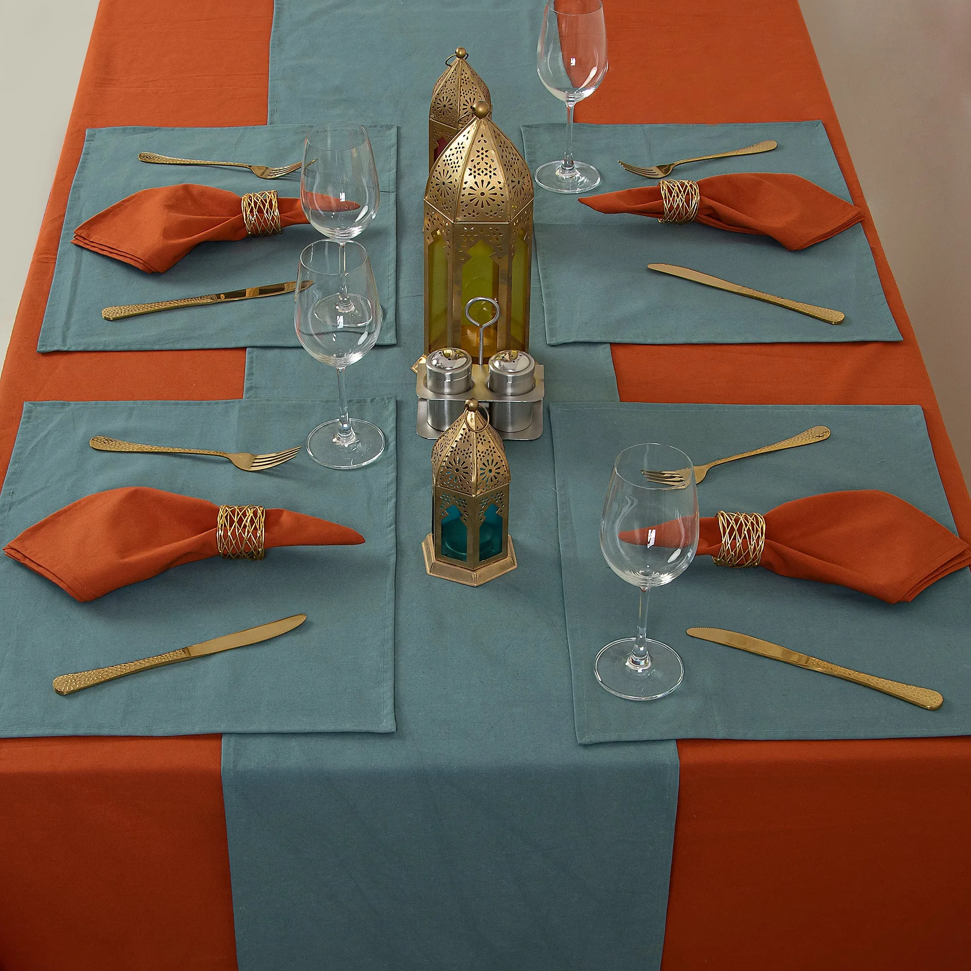 Luxury Solid Brown Cotton Table Clothes