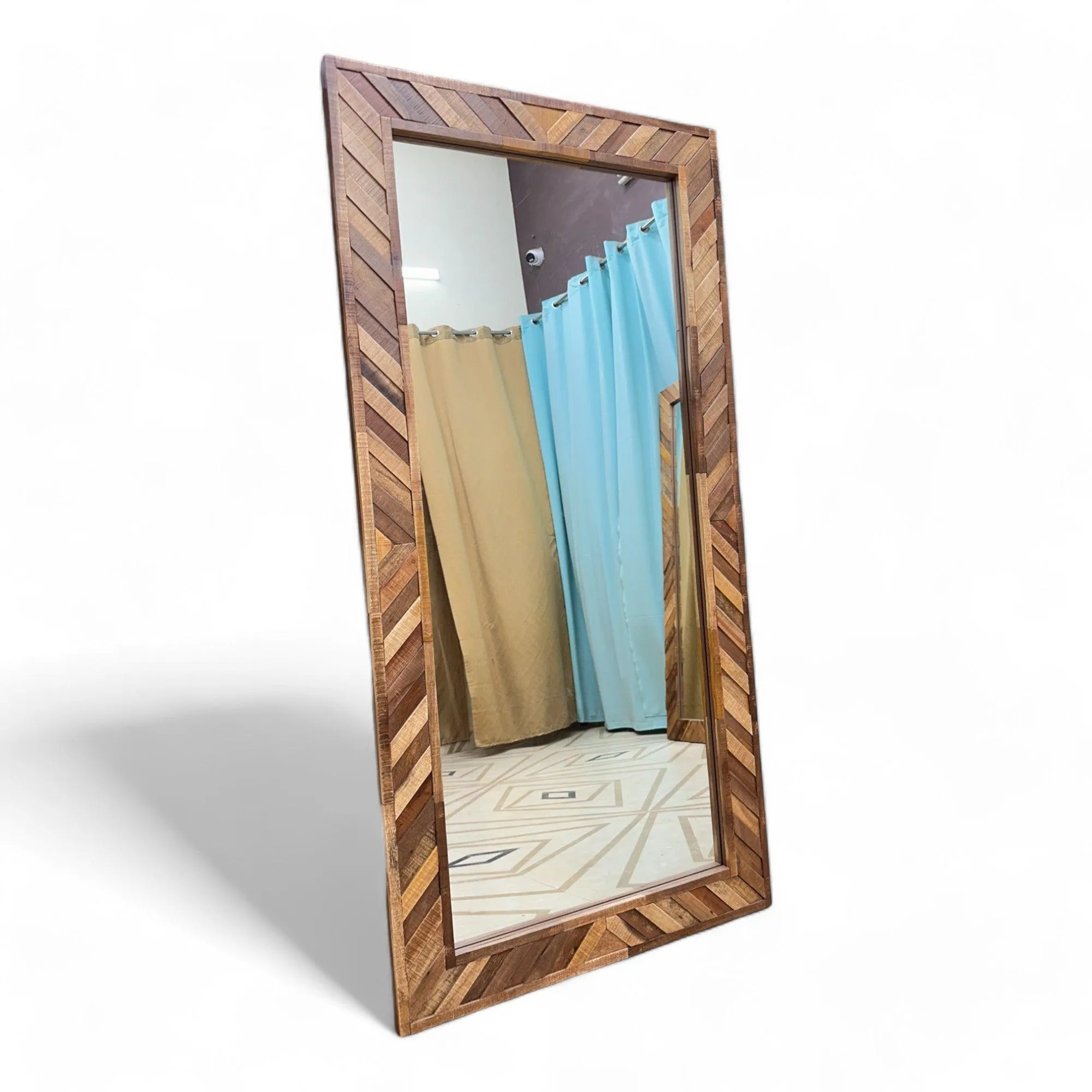 Wooden Twist Nuzzle Traditional Rectangular Hand-Carved Mango Wood Decorative Wall Standing Frame (60 x 30 inch)